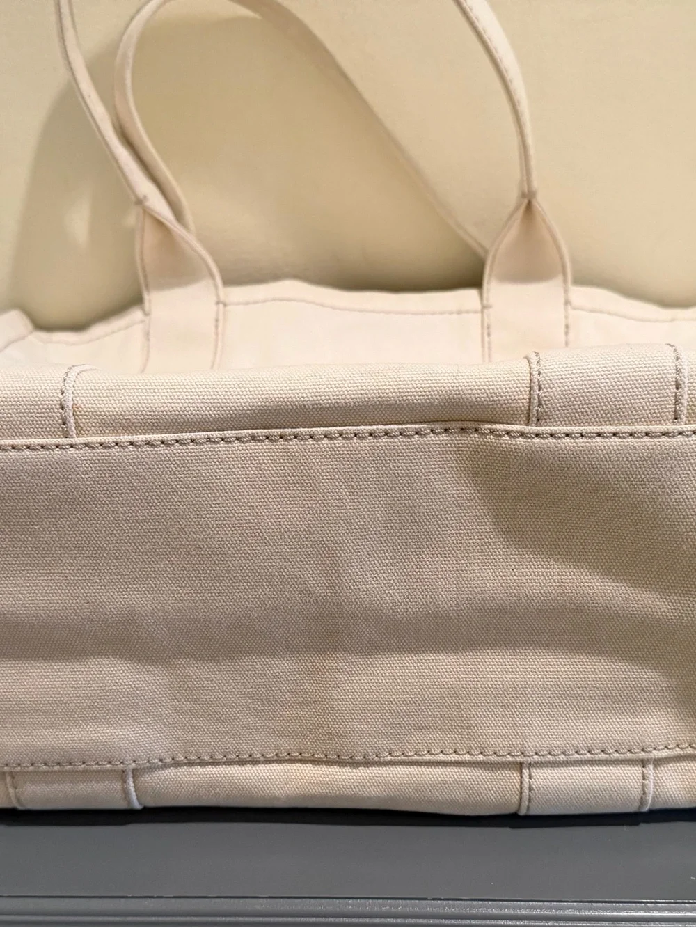 Marc Jacobs Large Cream Canvas Tote with Logo Patch